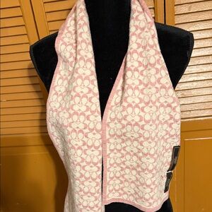 Coach Pink and White Scarf